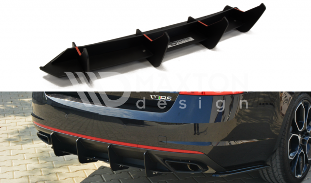 Maxton Design Skoda Octavia VRS Rear Bumper Diffuser - Gloss (Mk3 2016-2019) 2 vrs rear diffuser2 169