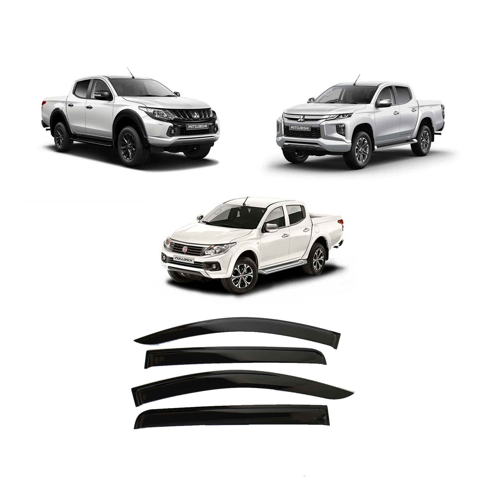 Mitsubishi L200 15+ 4x4 Tinted External Stick On Window Visors 1 xudj04jh