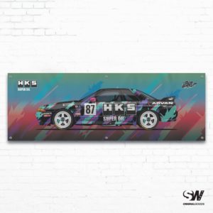 SAITOWORKS Heritage Collection: HKS Group A Nissan Skyline R32 GTR Ver.1 Retro Workshop Banner