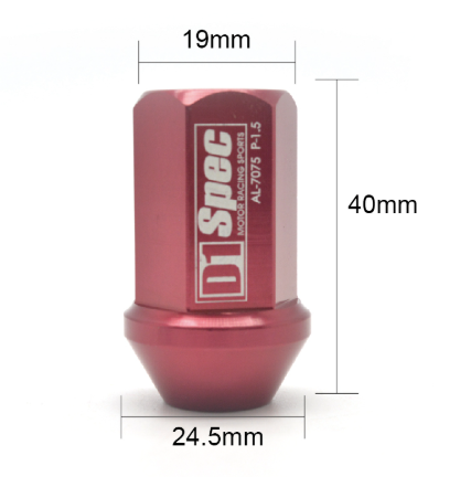 D1 Racing Spec Aluminum Coloured Wheel Nuts M12x1.25MM (Universal) - 40mm Length 3 D1 Racing Spec Aluminum Coloured Wheel Nuts M12x1.25MM (Universal) - 40mm Length - Image 3