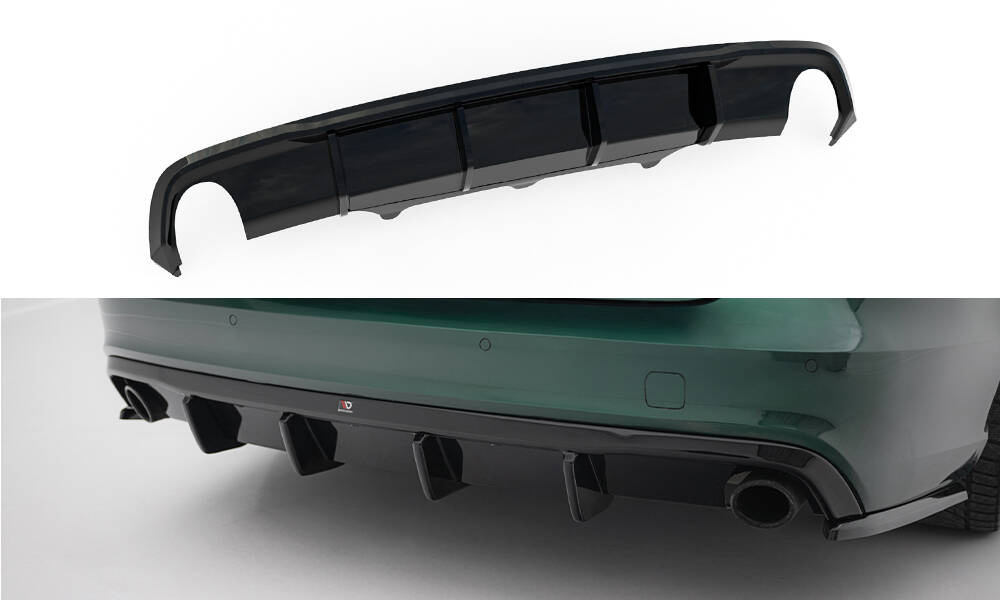 Maxton Design Audi A6 C7 S-Line Diffuser - Gloss Black Single Left & Right Exit (2011-2014) 2 Maxton Design Audi A6 C7 S-Line Diffuser - Gloss Black Single Left & Right Exit (2011-2014) - Image 2
