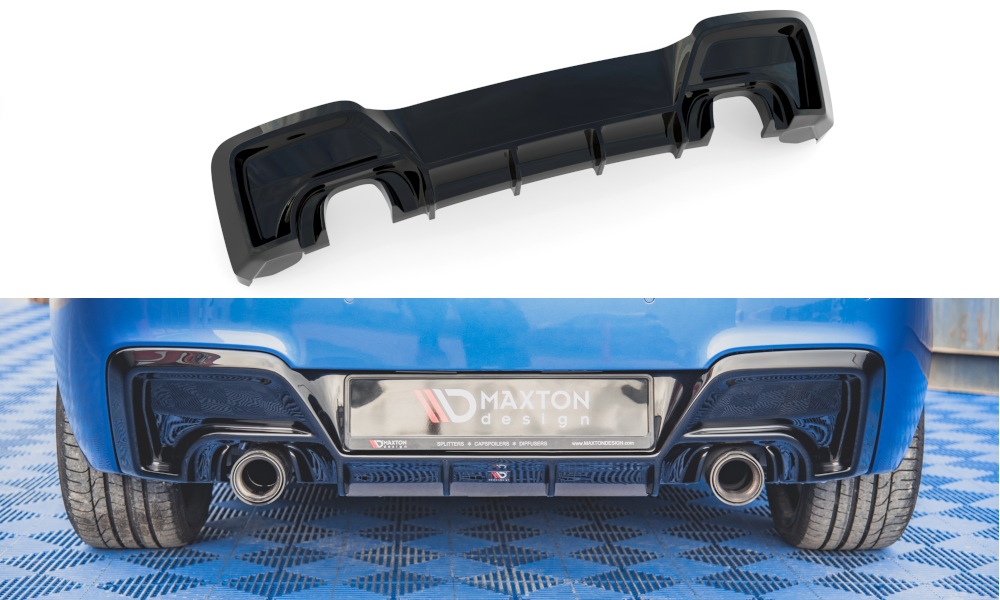 Maxton Design Bmw 1 Series Msport Rear Diffuser - Gloss Single Left & Right Exit (M135i F20 2011-2015) 2 Maxton Design Bmw 1 Series Msport Rear Diffuser - Gloss Single Left & Right Exit (M135i F20 2011-2015) - Image 2