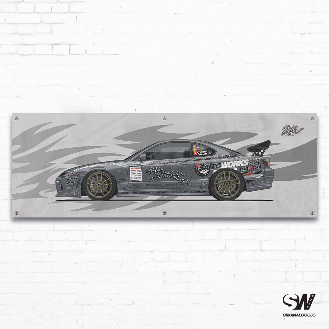 Heritage Collection: SaitoWorks Nissan Silvia S15 Spec-R D1SL Workshop Banner 1 Heritage Collection: SaitoWorks Nissan Silvia S15 Spec-R D1SL Workshop Banner