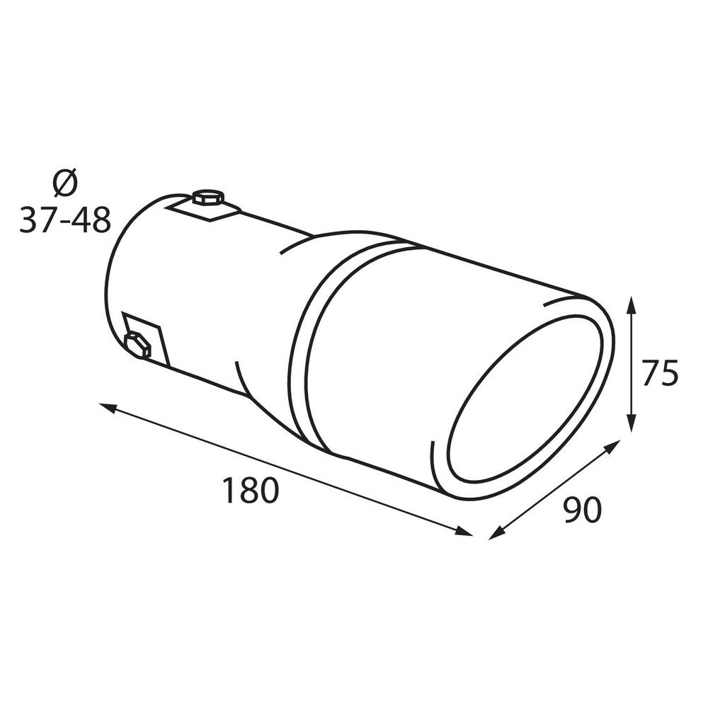 Pilot 75x90 Oval Universal Exhaust Tip TS-25 2 60079 D 01