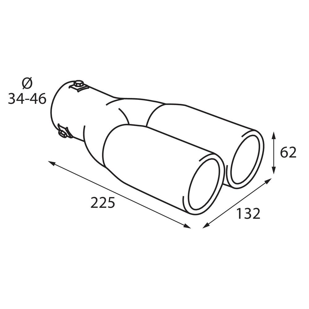 Pilot 62mm GTi Style Baffled Universal Exhaust Tip TS-26 2 60080 D 01