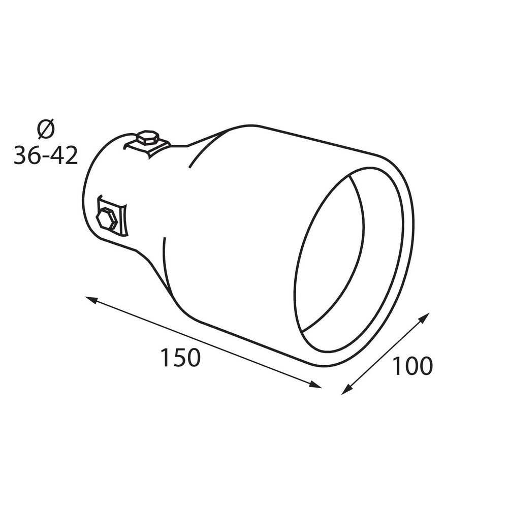 Pilot 100mm Rolled Edge Universal Exhaust Tip TS-36 2 60090 D 01