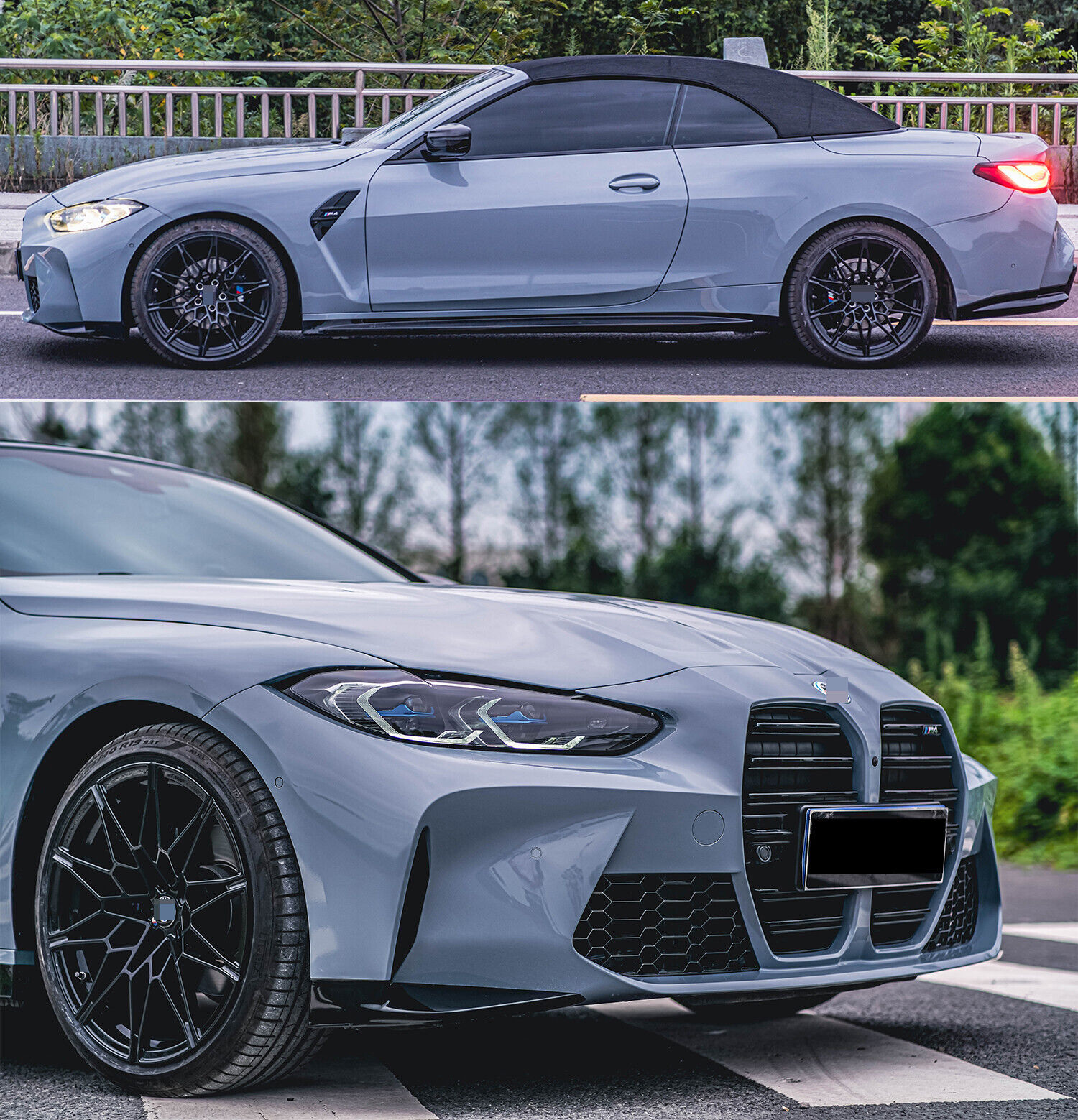 BMW 4 Series G22 Black Kidney Grilles - Gloss Black Twin Fin (2021-2023) 4 G22 1