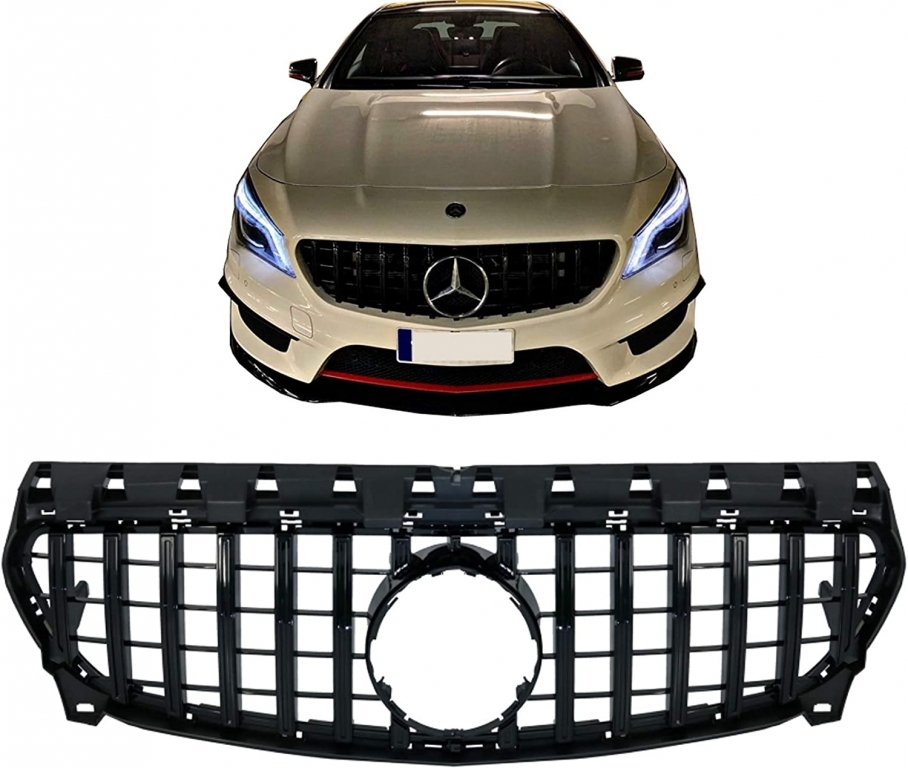 Mercedes CLA C117 Facelift GTR Style Grill - Gloss Black 2 b2b front central grille suitable for mercedes cla 5996697 6098102