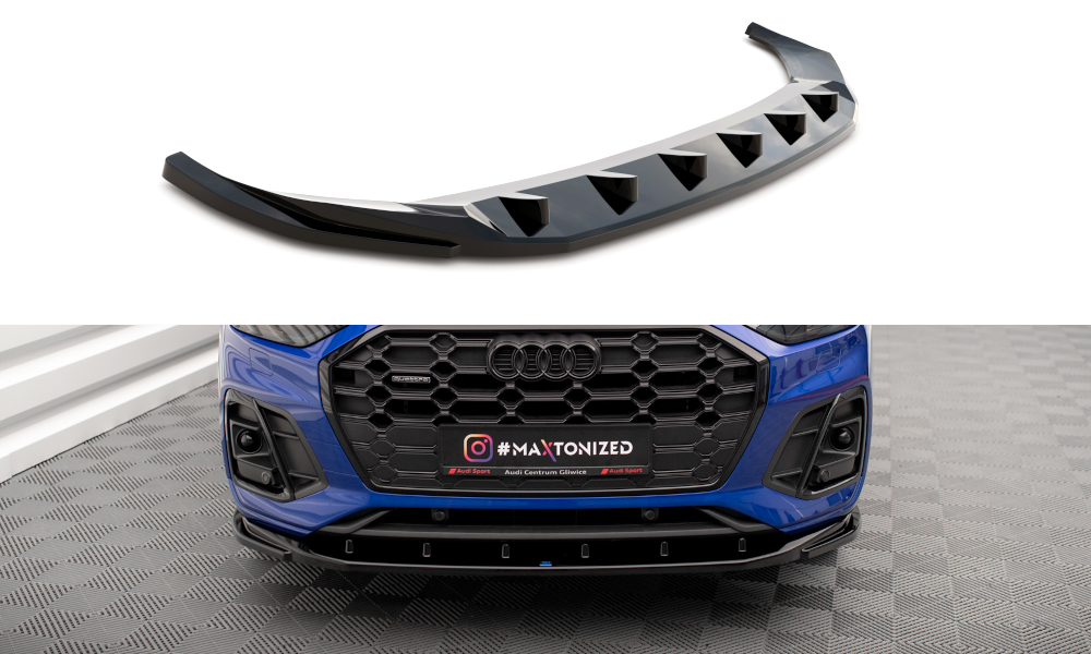 Maxton Design Audi Q5 Mk2 Facelift v2 Front Lip - Gloss (2020+) 4 eng pm Front Splitter V 2 Audi SQ5 Q5 S Line SUV Sportback Mk2 Facelift 18457 1