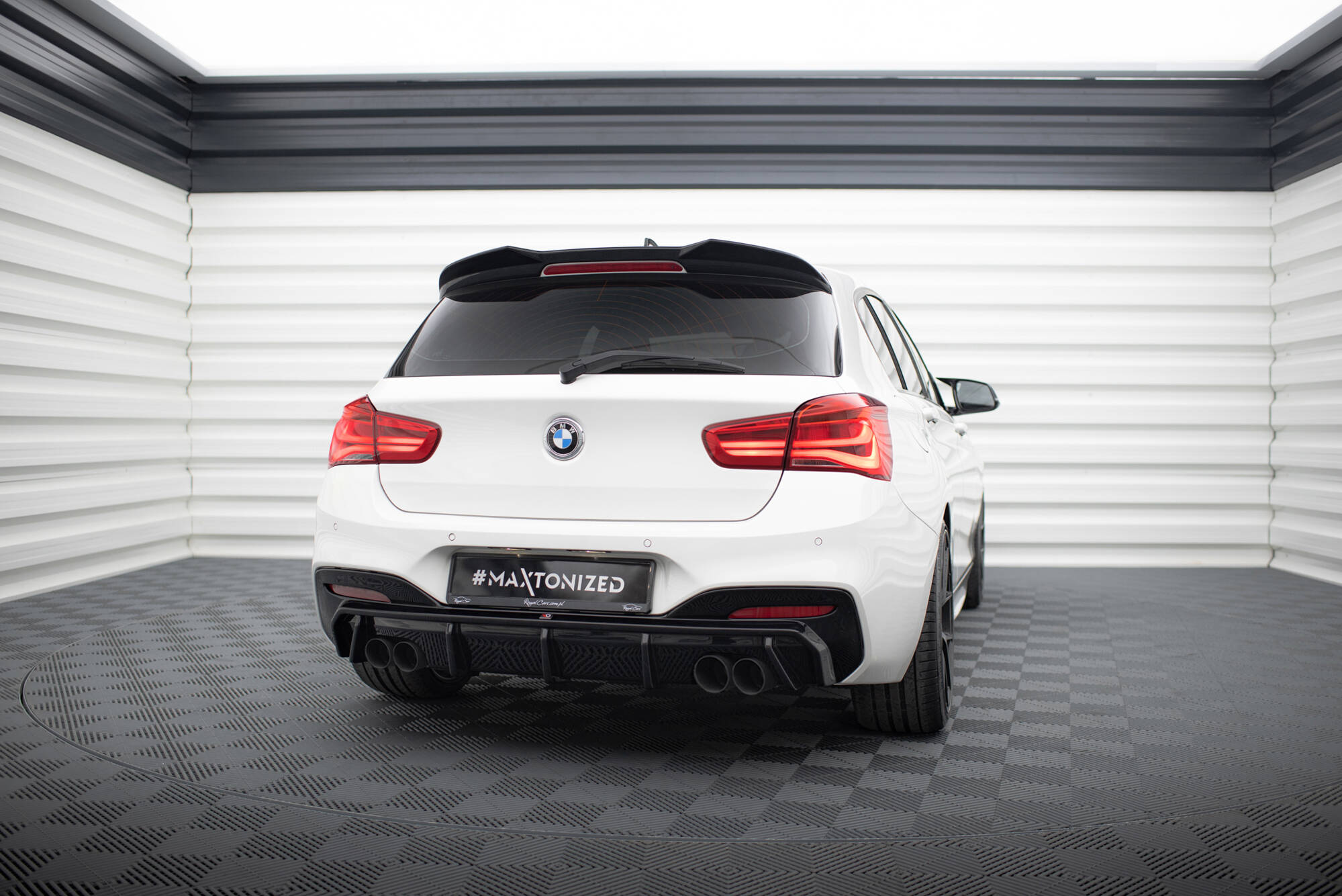 Maxton Design BMW F20 1 Series 15-19 Msport Quad Exit Diffuser-Gloss (2015-2019) 2 eng pl Rear Valance BMW 1 M Pack M140i F20 Facelift Version with dual exhausts on both sides 20842 5