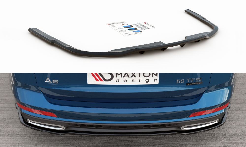 Maxton Design Audi A6 C8 Rear Lip with Bars - Gloss (2018-2023) 4 eng pl Rear Splitter with vertical bars Audi A6 S Line C8 10034 10