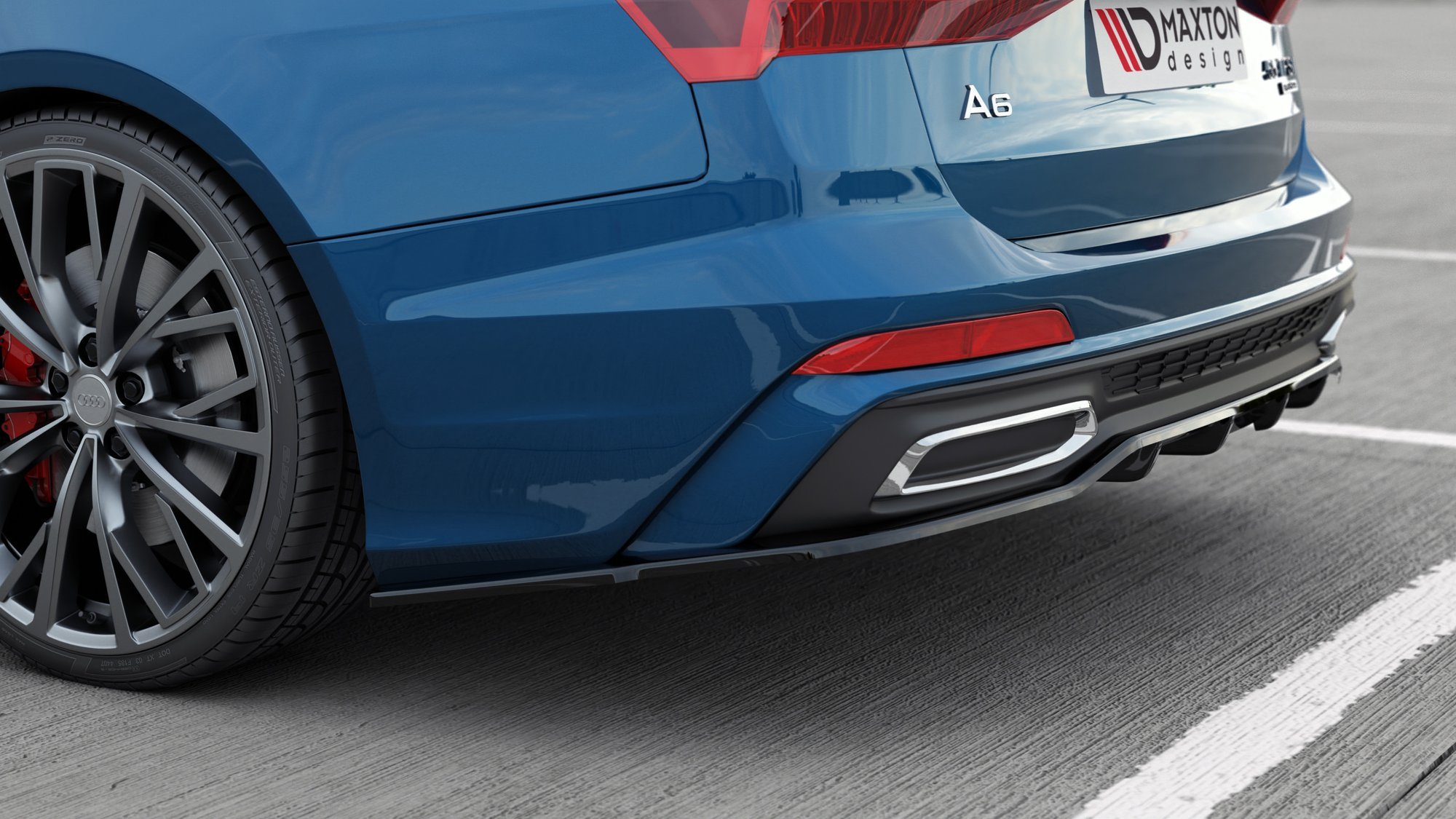 Maxton Design Audi A6 C8 Rear Lip with Bars - Gloss (2018-2023) 1 Maxton Design Audi A6 C8 Rear Lip with Bars - Gloss