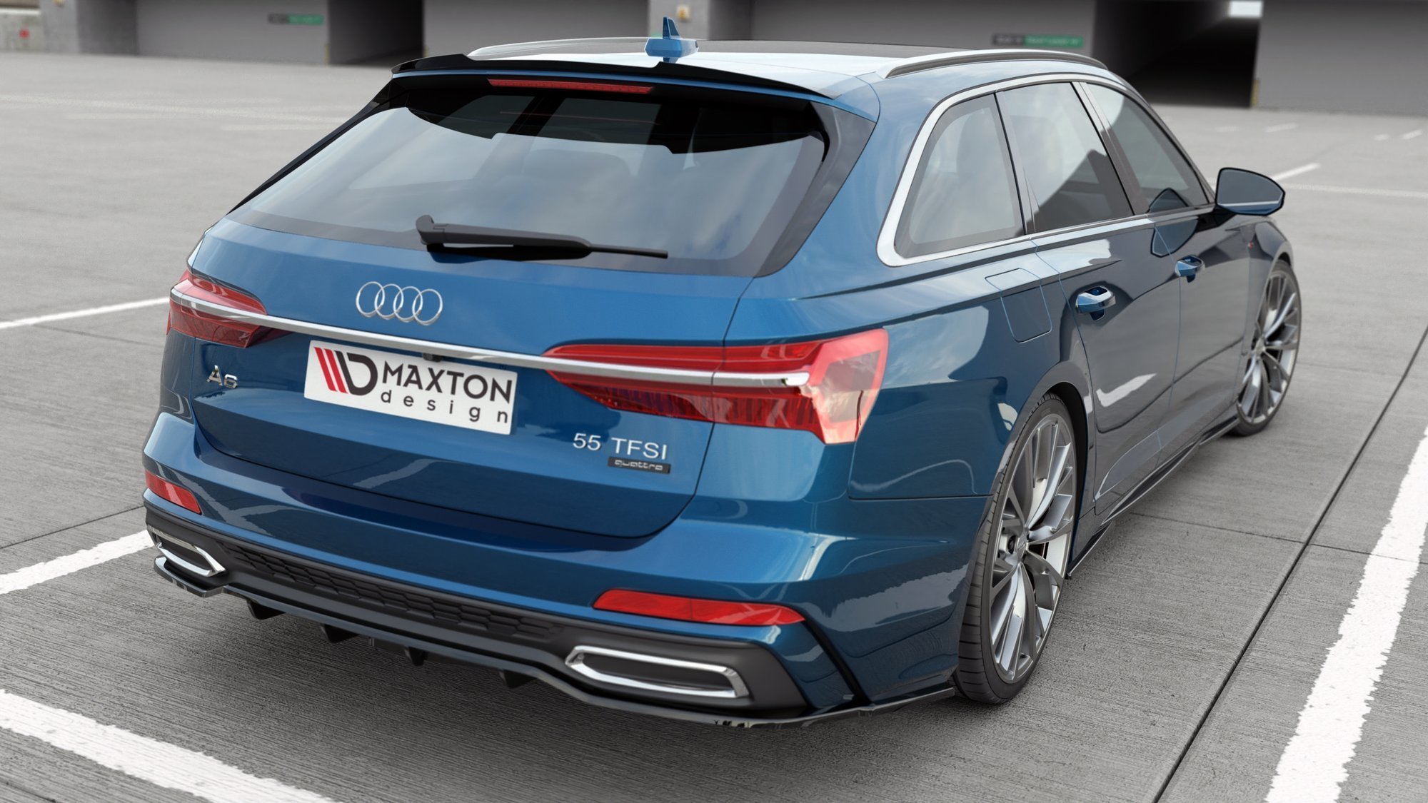 Maxton Design Audi A6 C8 Rear Lip with Bars - Gloss (2018-2023) 2 eng pl Rear Splitter with vertical bars Audi A6 S Line C8 10034 4