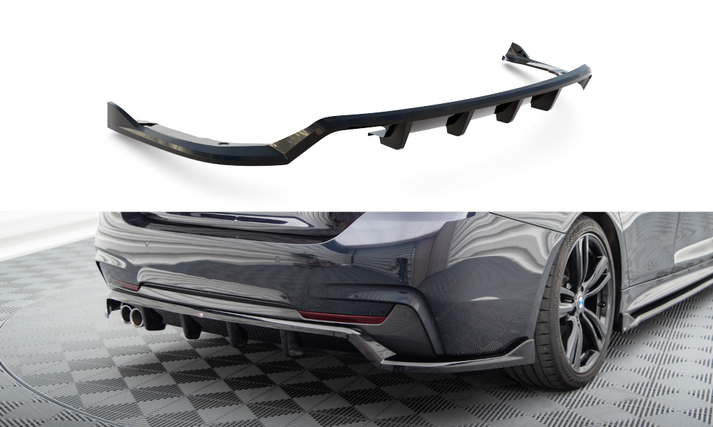 Maxton Design BMW 4 Series Msport Rear Lip - Gloss (2014-2021) 4 eng pm Rear Splitter with vertical bars BMW 4 Coupe Gran Coupe Cabrio M Pack F32 F36 F33 19183 1
