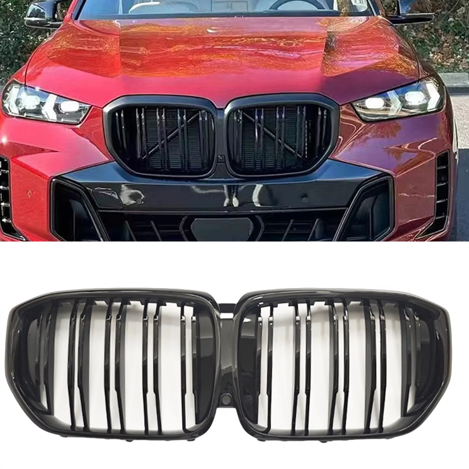 BMW X5 G05 LCI Gloss Black Grilles - Twin Fin (2022-2025) 1 BMW X5 G05 LCI Gloss Black Grilles - Twin Fin