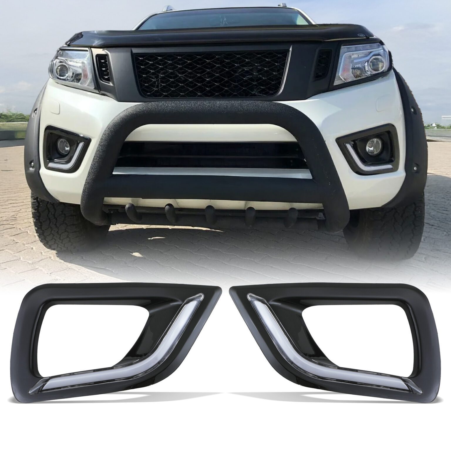 Nissan Navara LED DRL Fog Light Surrounds - NP300 2015-2021 1 Nissan Navara LED DRL Fog Light Surrounds - NP300 2015-2021
