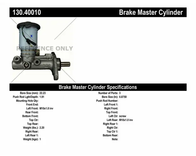 Centric Premium Brake Master Cylinder Without ABS Civic 1.6 2 Centric Premium Brake Master Cylinder Without ABS Civic 1.6 - Image 2