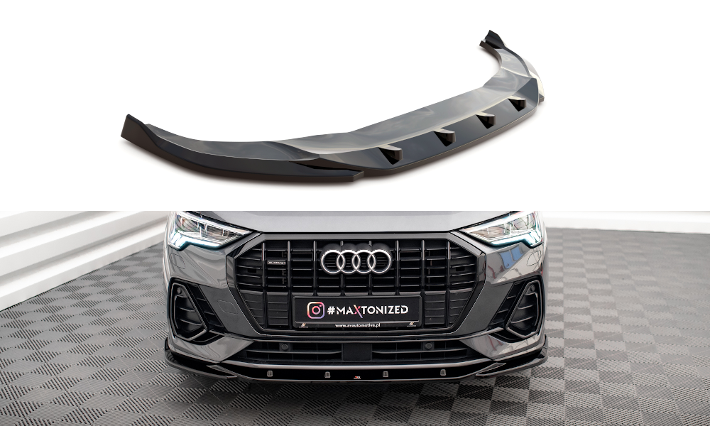 Maxton Design Audi Q3 S-Line Front Lip v1 - Gloss (F3 2018-2025) 2 Maxton Design Audi Q3 S-Line Front Lip v1 - Gloss (F3 2018-2025) - Image 2