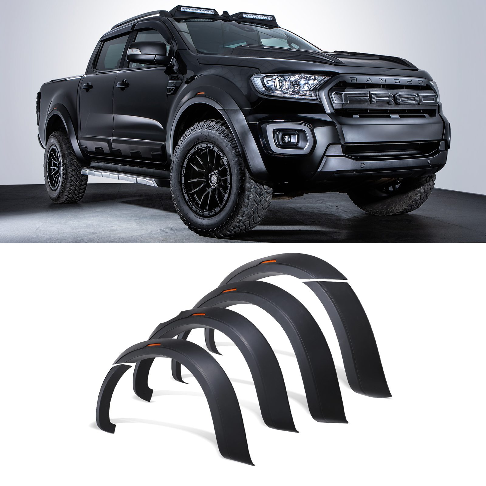 Ford Ranger Wide Arch Kit - MATT with Amber LEDs - T8 (2018-2023) 1 Ford Ranger Wide Arch Kit - MATT with Amber LEDs - T8