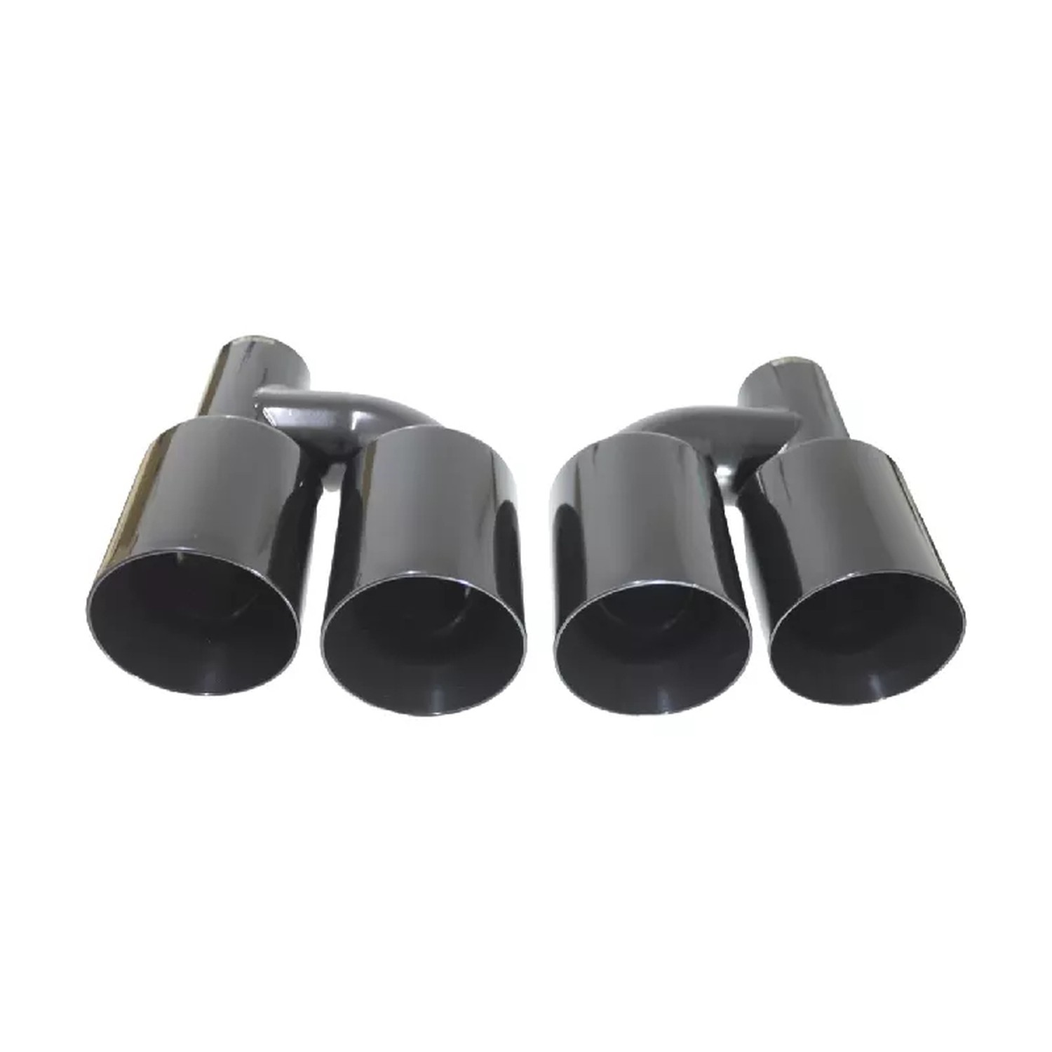 Straightflow Black exhaust tips set straight cut offset D-101mm 2 Straightflow Black exhaust tips set straight cut offset D-101mm - Image 2