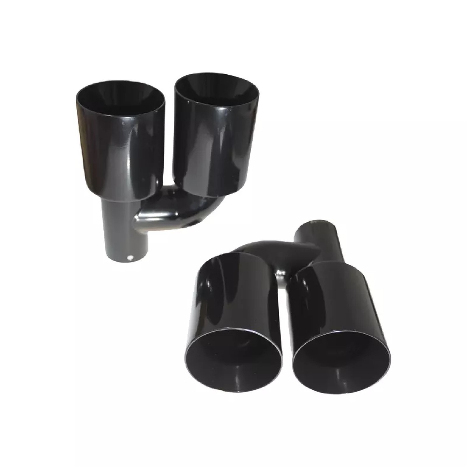 Straightflow Black exhaust tips set straight cut offset D-101mm 3 Straightflow Black exhaust tips set straight cut offset D-101mm - Image 3