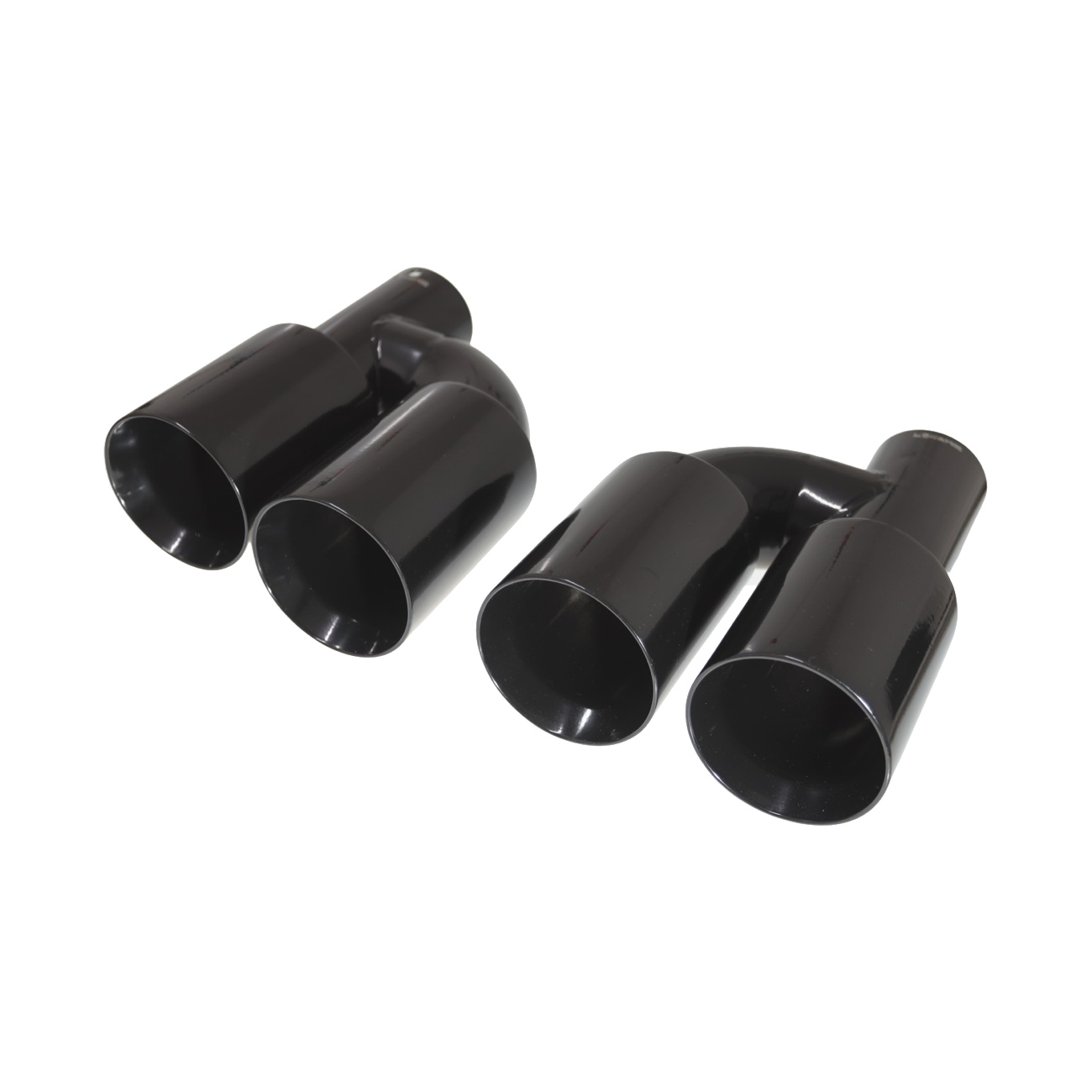Straightflow Black exhaust tips set straight cut offset D-89mm 2 Straightflow Black exhaust tips set straight cut offset D-89mm - Image 2