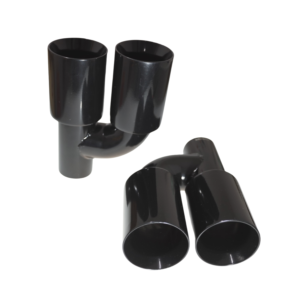 Straightflow Black exhaust tips set straight cut offset D-89mm 3 Straightflow Black exhaust tips set straight cut offset D-89mm - Image 3
