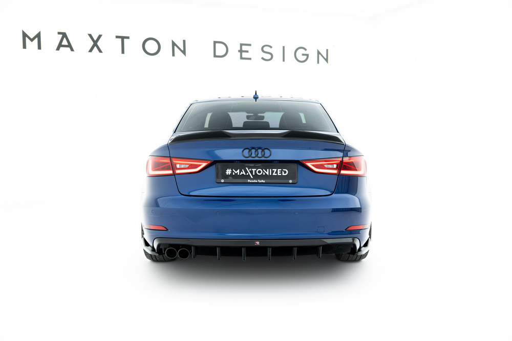 Maxton Design Audi A3 Saloon Rear Diffuser - Twin Left Exit Gloss Black (SE 13-16) 1 Maxton Design Audi A3 Saloon Rear Diffuser - Twin Left Exit Gloss Black (SE 13-16)