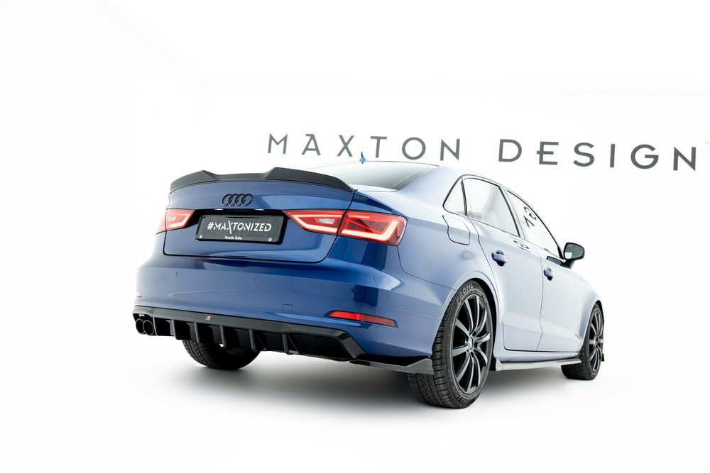 Maxton Design Audi A3 Saloon Rear Diffuser - Twin Left Exit Gloss Black (SE 13-16) 4 Maxton Design Audi A3 Saloon Rear Diffuser - Twin Left Exit Gloss Black (SE 13-16) - Image 4