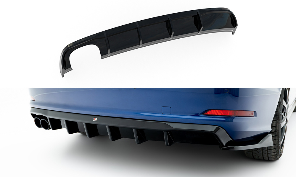 Maxton Design Audi A3 Saloon Rear Diffuser - Twin Left Exit Gloss Black (SE 13-16) 2 Maxton Design Audi A3 Saloon Rear Diffuser - Twin Left Exit Gloss Black (SE 13-16) - Image 2