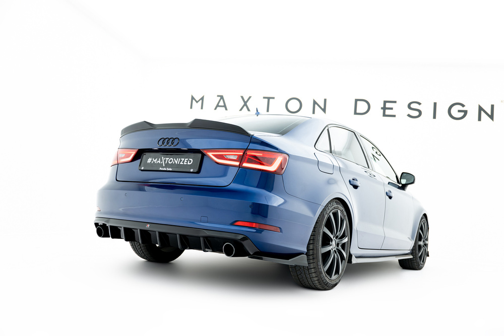 Maxton Design Audi A3 Saloon Rear Diffuser - Single Left & Right Exit Gloss Black (SE 13-16) 1 Maxton Design Audi A3 Saloon Rear Diffuser - Single Left & Right Exit Gloss Black (SE 13-16)