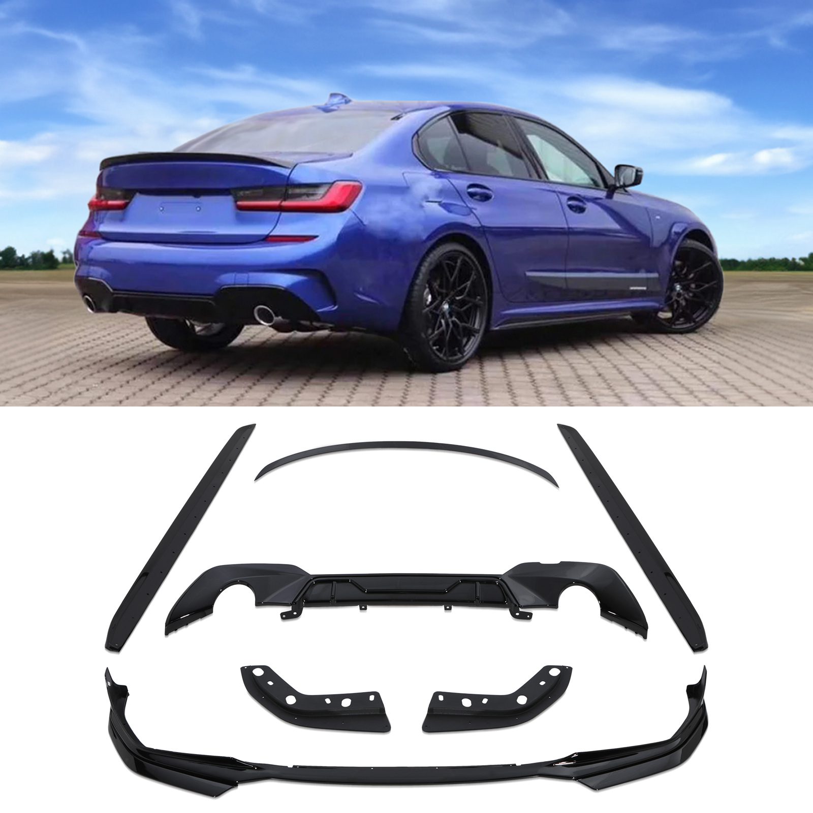 BMW 3-Series G20 Msport Lip Kit - Gloss (2019-2023) 1 BMW 3-Series G20 Msport Lip Kit - Gloss (2019-2023)