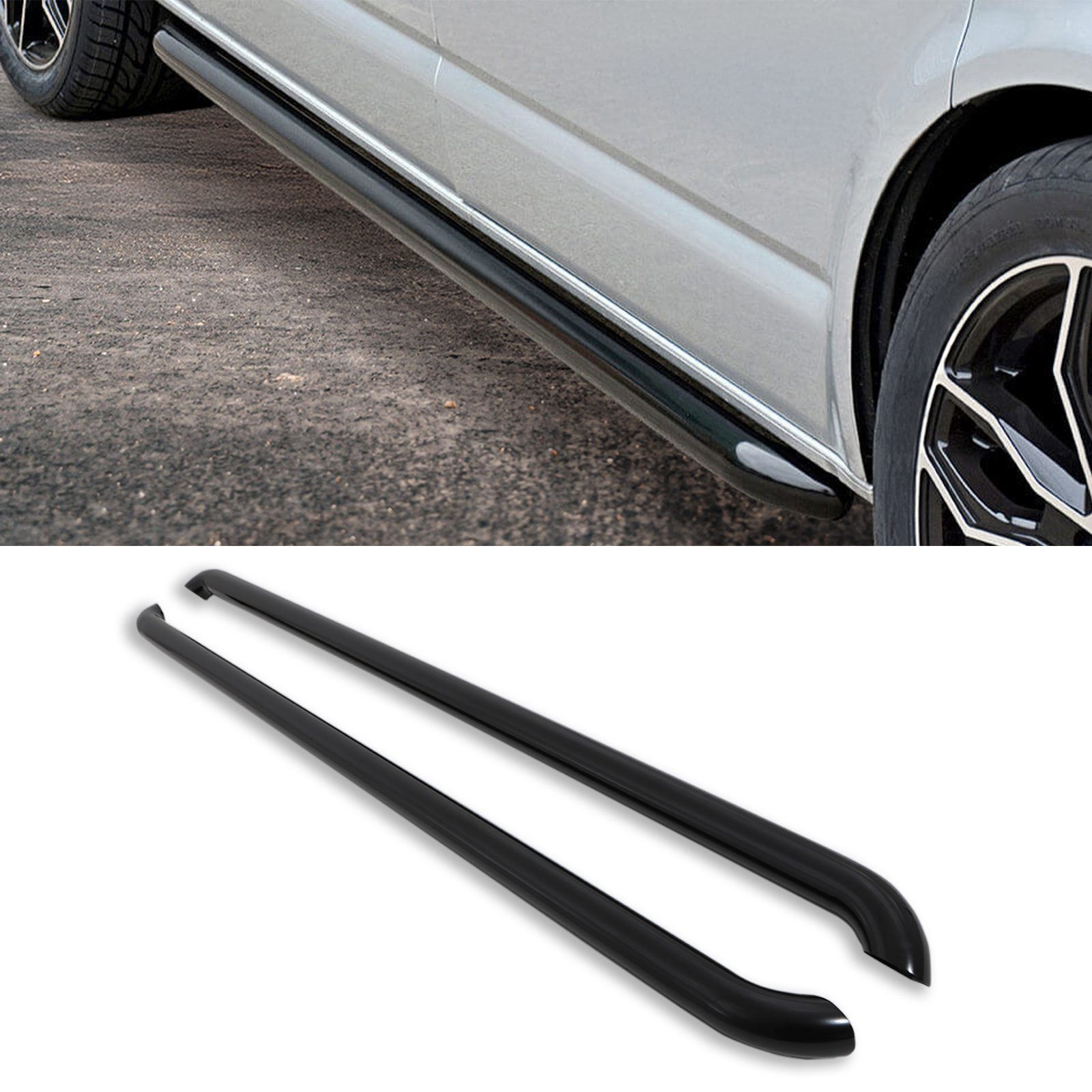 VW Transporter Side Bars - Gloss Black (T5/T6 2003-2024) 1 VW Transporter Side Bars - Gloss Black (T5/T6 2003-2024)