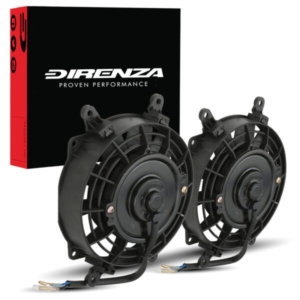 Direnza Slim Fan Kit - Twin 7"12v 80w Straight Blade Fans + Fitting Kit