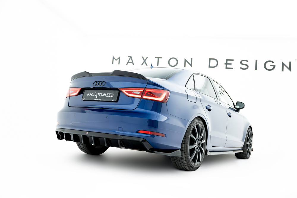 Maxton Design Audi A3 Saloon Rear Diffuser - Single Left Exit Gloss Black (SE 13-16) 1 Maxton Design Audi A3 Saloon Rear Diffuser - Single Left Exit Gloss Black (SE 13-16)