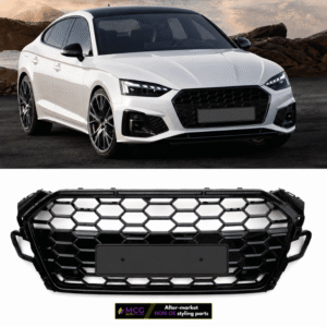 Audi A5 Grille – RS Style Gloss Black Honeycomb (2019-2024) 5 Audi A5 Grille – RS Style Gloss Black Honeycomb (B8.5 2019-2024)