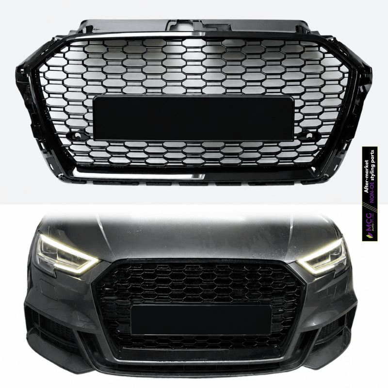 Audi A3 Grille – RS Style Gloss Black Honeycomb (8V 2016-2019) 4 Audi A3 Grille – RS Style Gloss Black Honeycomb (8V 2016-2019) - Image 4
