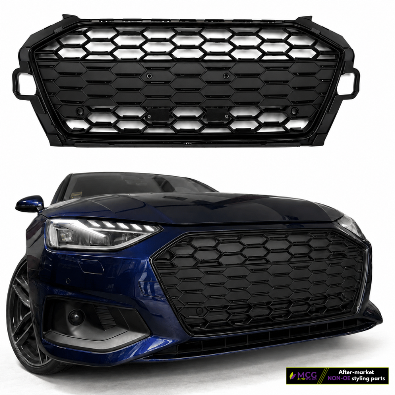 Audi A4 Grille – S Style Gloss Black Honeycomb (B9.5 2019-2024) 1 Audi A4 Grille – S Style Gloss Black Honeycomb (B9.5 2019-2024)