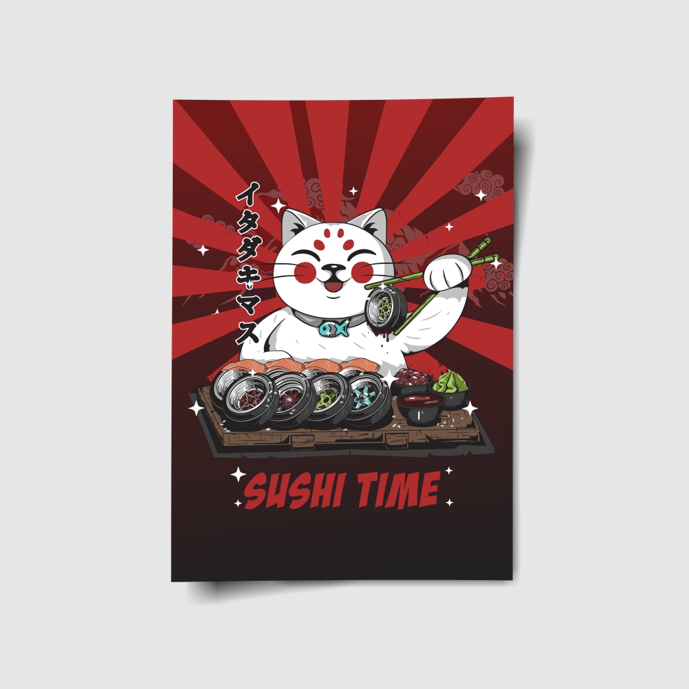 Revoke Lucky Cat Sushi Time Poster 1 Revoke Lucky Cat Sushi Time Poster