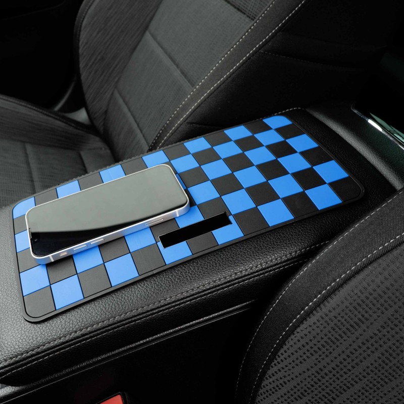 Dashboard Non-Slip Mats - Chequered Design (Blue/Black/Yellow/White) 4 Dashboard Non-Slip Mats - Chequered Design (Blue/Black/Yellow/White) - Image 4