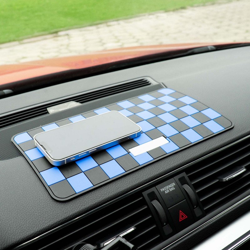 Dashboard Non-Slip Mats - Chequered Design (Blue/Black/Yellow/White) 5 Dashboard Non-Slip Mats - Chequered Design (Blue/Black/Yellow/White) - Image 5