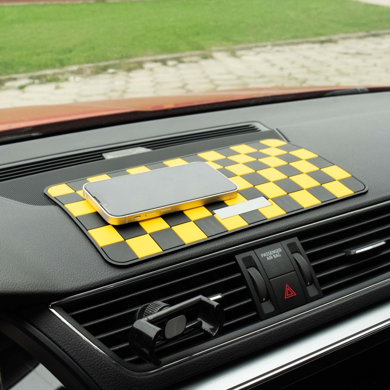 Dashboard Non-Slip Mats - Chequered Design (Blue/Black/Yellow/White) 9 Dashboard Non-Slip Mats - Chequered Design (Blue/Black/Yellow/White) - Image 9