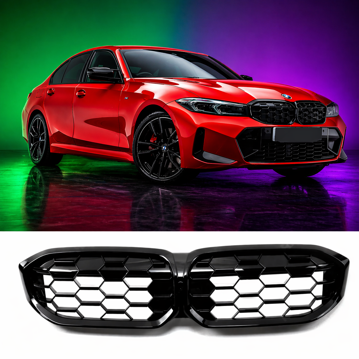 BMW 3 Series G20 Black Grilles - Diamond Design (LCI 2023+) 1 BMW 3 Series G20 Black Grilles - Diamond Design (LCI 2023+)