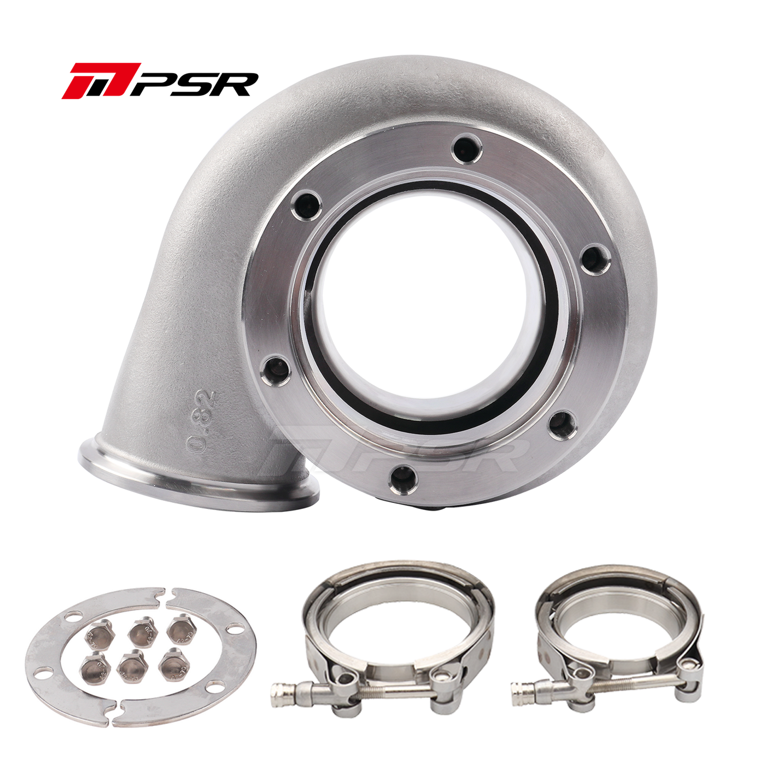 Pulsar Turbo - Turbine Housing Drop in Precision PTE Ball Bearing Turbo 6266 6466 6766 - V-band Inlet & Outlet 0.82A/R Stainless Steel 1 Pulsar Turbo - Turbine Housing Drop in Precision PTE Ball Bearing Turbo 6266 6466 6766 - V-band Inlet & Outlet 0.82A/R Stainless Steel