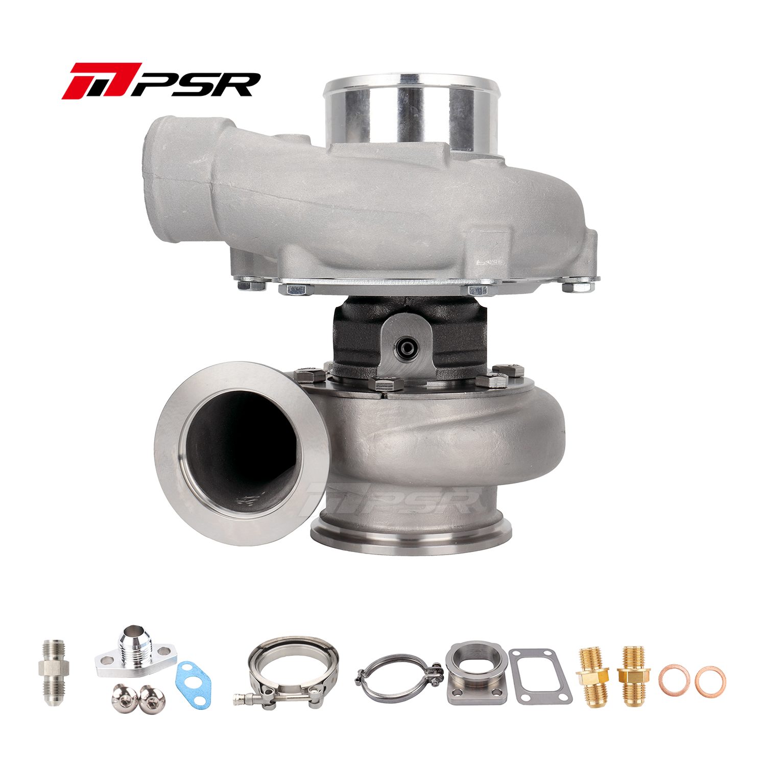 Pulsar Turbo - PSR3582 Compact Dual Ball Bearing Turbocharger - STAINLESS STEEL V-BAND INLET. V-BAND OUTLET. 0.64A/R +T25 Adapter 1 Pulsar Turbo - PSR3582 Compact Dual Ball Bearing Turbocharger - STAINLESS STEEL V-BAND INLET. V-BAND OUTLET. 0.64A/R +T25 Adapter