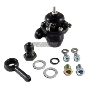 AEM - Adjustable Fuel Pressure Regulator Black Honda Inline Flange 90 Degree Return Line Fitting 9 aem adjustable fuel pressure regulator black honda inline flange 90 degree return line fitting regulators 670