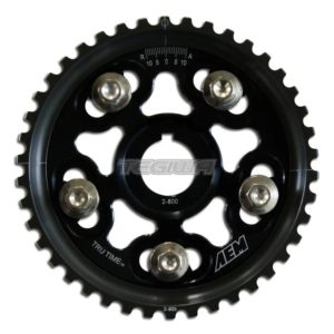 AEM - Tru-Time Adjustable Cam Gear Black 5-Bolt Honda H-Series H22A1 H22A4 6 aem tru time adjustable cam gear black 5 bolt honda h series h22a1 h22a4 cams valvetrain 156