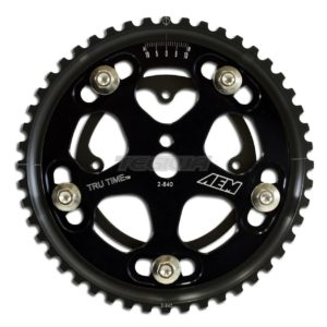 AEM - Tru-Time Adjustable Cam Gear Black 5-Bolt Mitsubishi 4G63T 9 aem tru time adjustable cam gear black 5 bolt mitsubishi 4g63t cams valvetrain 236