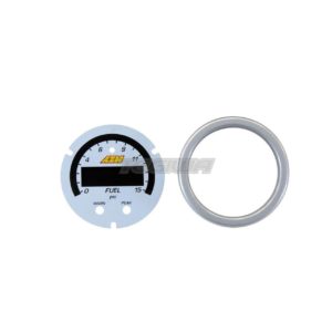 AEM - X-Series Pressure Gauge 0~15PSI Accessory Kit Silver Bezel and White Boost/Fuel Faceplate 9 Pressure Gauge