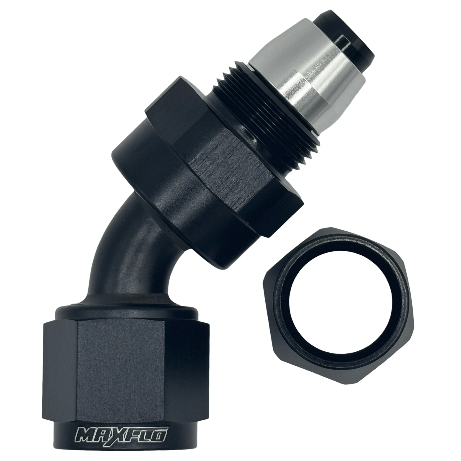 MaxFlo Motorsport - AN10 45 Degree Swivel Black PTFE 2 MaxFlo Motorsport - AN10 45 Degree Swivel Black PTFE - Image 2